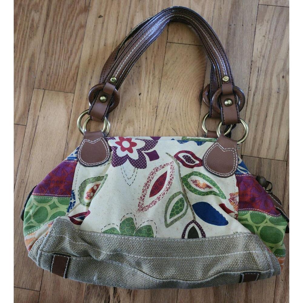 Fossil Handbag Womens‎ Canvas Multicolor Floral Pattern Dual Handles Boho Y2K